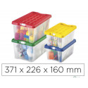 CAJA MULTIUSOS FAIBO TRANSPARENTE CON ASAS Y TAPA COLORES CAPACIDAD 9,2 L 371X226X160 MM