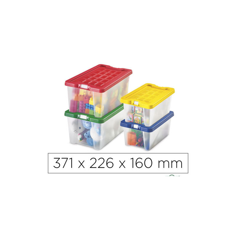 CAJA MULTIUSOS FAIBO TRANSPARENTE CON ASAS Y TAPA COLORES CAPACIDAD 9,2 L 371X226X160 MM