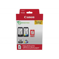 INK-JET CANON PHOTO VALUE PACK PG-545 + CL546 + 50 HOJAS PAPEL FOTO GLOSSY 10X15 CM