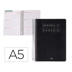 AGENDA ESCOLAR LIDERPAPEL A¥O 24 - 25 CURSO BASIC NEGRO SEMANA VISTA A5