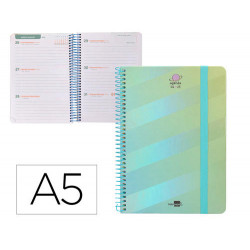 AGENDA ESCOLAR LIDERPAPEL A¥O 24 - 25 ESCOLAR FANTASIA LINES GREEN SEMANA VISTA A5