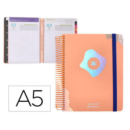 AGENDA ESCOLAR ANTARTIK A¥O 24 - 25 CURSO COLECCION MAXIMAL LIGHT ORANGE DÖA PµGINA A5