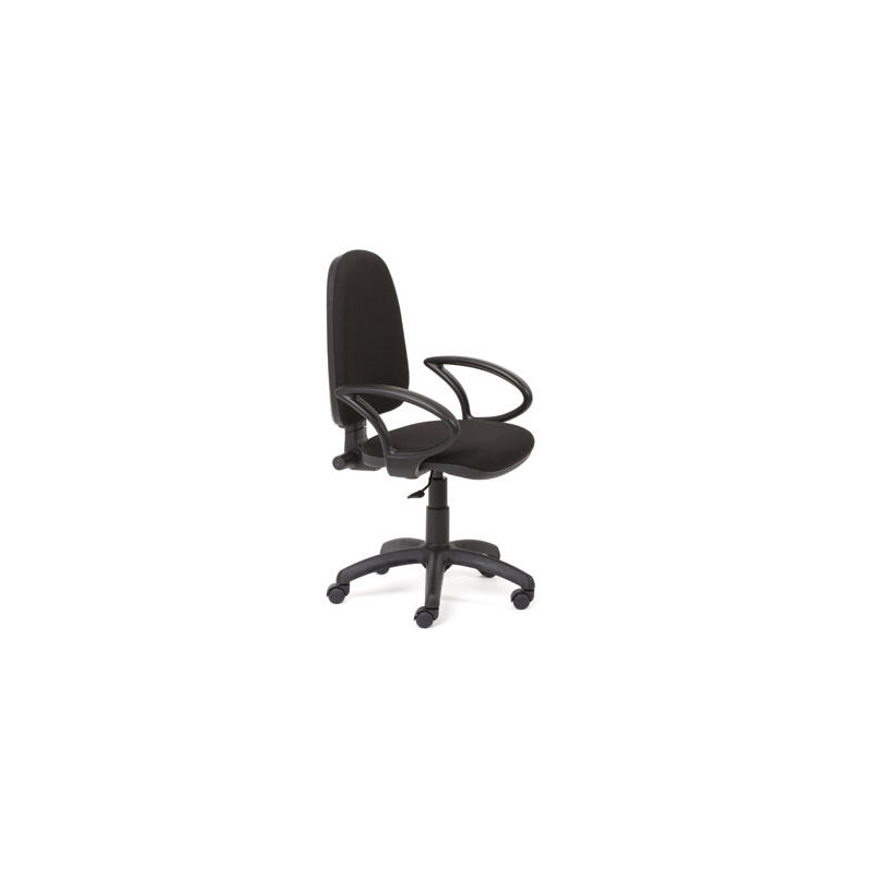 SILLA ROCADA DE OFICINA BRAZOS FIJOS BASE NYLON RESPALDO Y ASIENTO TELA IGNIFUGA NEGRO