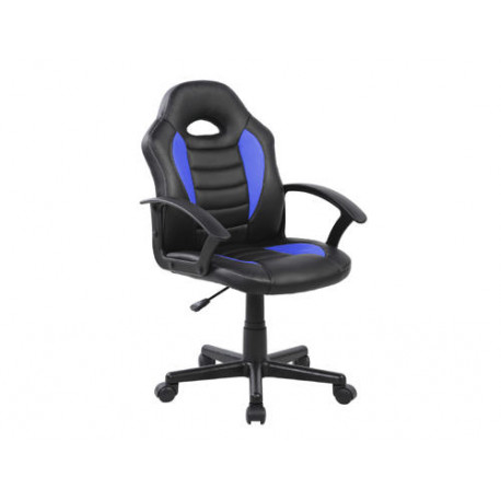 SILLA ROCADA GAMING CON BRAZOS FIJOS BASE NYLON CON RUEDAS SIMILPIEL NEGRO/AZUL 435X430X880-995 MM