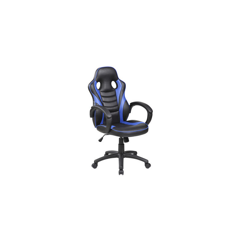 SILLA ROCADA GAMING CON BRAZOS FIJOS BASE NYLON CON RUEDAS BASCULANTE SIMILPIEL NEGRO/AZUL 480X490X1