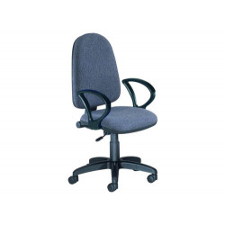 SILLA ROCADA DE OFICINA BRAZOS FIJOS BASE NYLON RESPALDO Y ASIENTO TELA IGNIFUGA GRIS