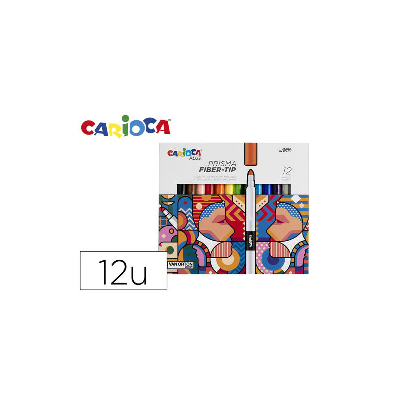 ROTULADOR CARIOCA PLUS PRISMA FIBER-TIP DE PUNTA DE FIBRA CAJA DE 12 UNIDADES COLORES SURTIDOS