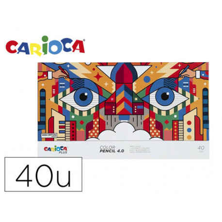 LAPICES DE COLORES CARIOCA PLUS 4.0 CAJA PREMIUM DE 40 UNIDADES COLORES SURTIDOS