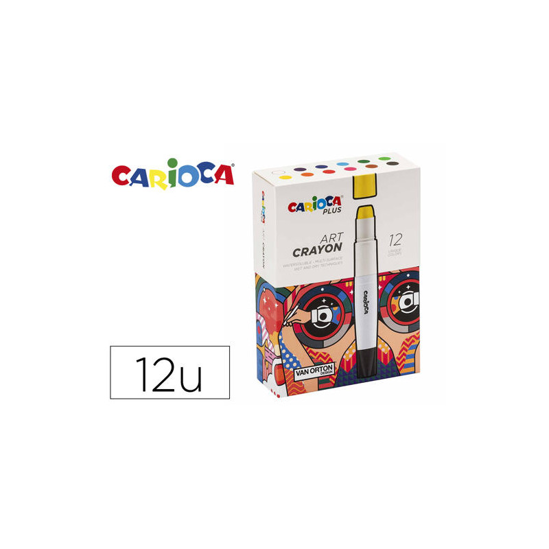 LAPICES DE CERA CARIOCA PLUS ART CRAYON CAJA PREMIUM DE 12 UNIDADES COLORES SURTIDOS