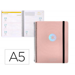 AGENDA ESCOLAR ANTARTIK AÑO 24 - 25 CURSO COLECCION MINIMAL PINK SEMANA VISTA A5