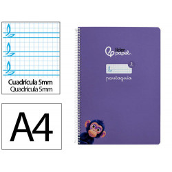 CUADERNO ESPIRAL LIDERPAPEL DI N A4 PAUTAGUIA TAPA DURA 80H 90 GR CUADRO PAUTADO 5MM COLOR LILA