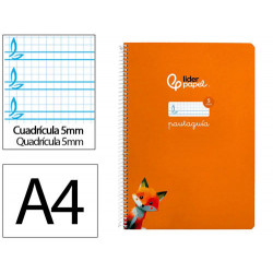 CUADERNO ESPIRAL LIDERPAPEL DI N A4 PAUTAGUIA TAPA DURA 80H 90 GR CUADRO PAUTADO 5MM COLOR NARANJA