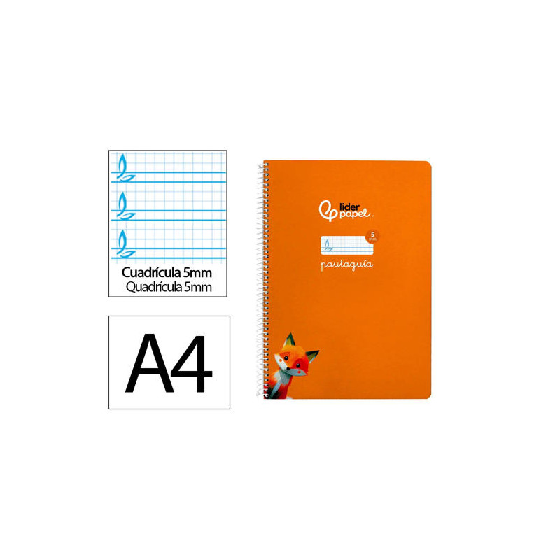 CUADERNO ESPIRAL LIDERPAPEL DI N A4 PAUTAGUIA TAPA DURA 80H 90 GR CUADRO PAUTADO 5MM COLOR NARANJA