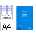 CUADERNO ESPIRAL LIDERPAPEL DIN A4 PAUTAGUIA TAPA PLASTICO80H 90GR CUADRO PAUTADO 3MM CON MARGEN COL