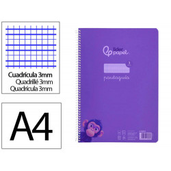 CUADERNO ESPIRAL LIDERPAPEL DIN A4 PAUTAGUIA TAPA PLASTICO80H 90GR CUADRO PAUTADO 3MM CON MARGEN COL