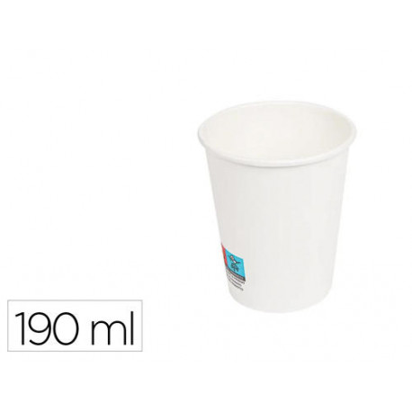 VASO DE PAPEL BLANCO BUNZL RECICLABLE PEFC 190 ML APTO BEBIDAS FRIAS Y CALIENTES PAQUETE DE 50 UNIDA