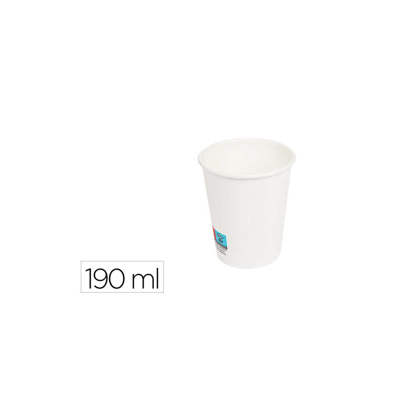 VASO DE PAPEL BLANCO BUNZL RECICLABLE PEFC 190 ML APTO BEBIDAS FRIAS Y CALIENTES PAQUETE DE 50 UNIDA