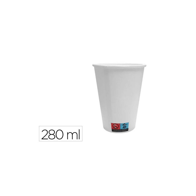 VASO DE PAPEL BLANCO BUNZL RECICLABLE PEFC 280 ML APTO BEBIDAS FRIAS Y CALIENTES PAQUETE DE 50 UNIDA