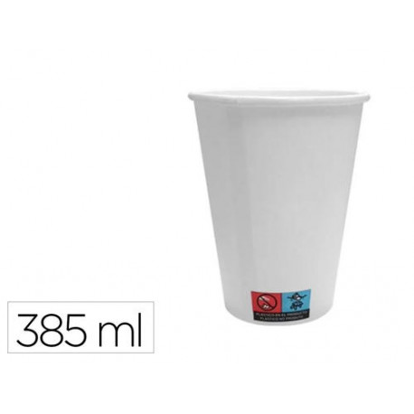 VASO DE PAPEL BLANCO BUNZL RECICLABLE PEFC 385 ML APTO BEBIDAS FRIAS Y CALIENTES PAQUETE DE 50 UNIDA