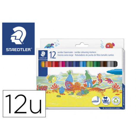 ROTULADOR STAEDTLER COLOR JUMBO TRAZO 3 MM ESTUCHE DE 12 UNIDADES COLORES SURTIDOS