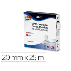 CINTA DE CIERRE ADHESIVA PLICO VELCRO BLANCO 20MM X 25M