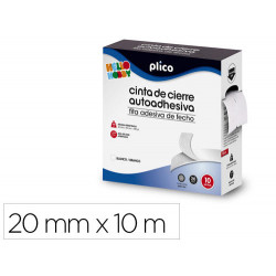 CINTA DE CIERRE ADHESIVA PLICO VELCRO BLANCO 20MM X 10M