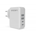 CARGADOR DE PARED GROOVY 2 USB + 2 USB-C 4.8A COLOR BLANCO