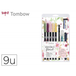 SET WATERCOLORING TOMBOW SET FLORAL 9 PIEZAS