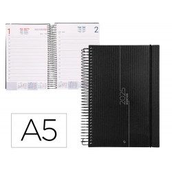 AGENDA ENCUADERNADA LIDERPAPEL OLBIA A5 2025 DIA PAGINA COLOR NEGRO PAPEL 60 GR