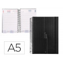 AGENDA ENCUADERNADA LIDERPAPEL OLBIA A5 2025 DIA PAGINA COLOR NEGRO PAPEL 60 GR