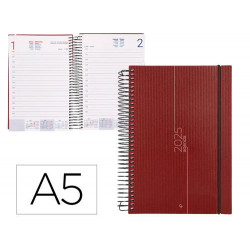 AGENDA ENCUADERNADA LIDERPAPEL OLBIA A5 2025 DIA PAGINA COLOR ROJO PAPEL 60 GR