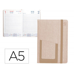 AGENDA ENCUADERNADA LIDERPAPEL SARIA A5 2025 DIA PAGINA COLOR GRIS PAPEL 70 GR