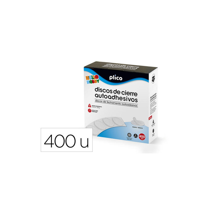 DISCO DE CIERRE PLICO VELCRO AUTOADHESIVO 20 MM DIAMETRO COLOR BLANCO CAJA DE 400 UNIDADES