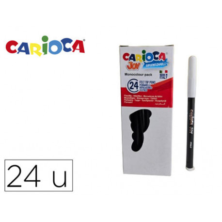 ROTULADOR CARIOCA JOY MONOCOLOR NEGRO CAJA DE 24 UNIDADES