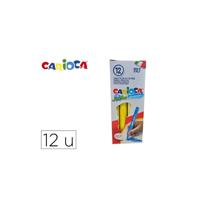 ROTULADOR CARIOCA JUMBO AMARILLO PUNTA GRUESA CAJA DE 12 UNIDADES