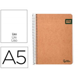 CUADERNO ESPIRAL LIDERPAPEL DIN A5 TAPA CARTULINA KRAFT CONTRACOLADA 120H PAPEL 100% RECICLADO 80 GR