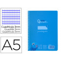 CUADERNO ESPIRAL LIDERPAPEL DIN A5 PAUTAGUIA TAPA PLASTICO 80H 90GR CUADRO PAUTADO 3 MM CON MARGEN C