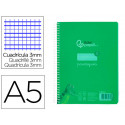 CUADERNO ESPIRAL LIDERPAPEL DIN A5 PAUTAGUIA TAPA PLASTICO 80H 90GR CUADRO PAUTADO 3 MM CON MARGEN C