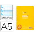 CUADERNO ESPIRAL LIDERPAPEL DIN A5 PAUTAGUIA TAPA PLASTICO 80H 90GR CUADRO PAUTADO 4MM CON MARGEN CO