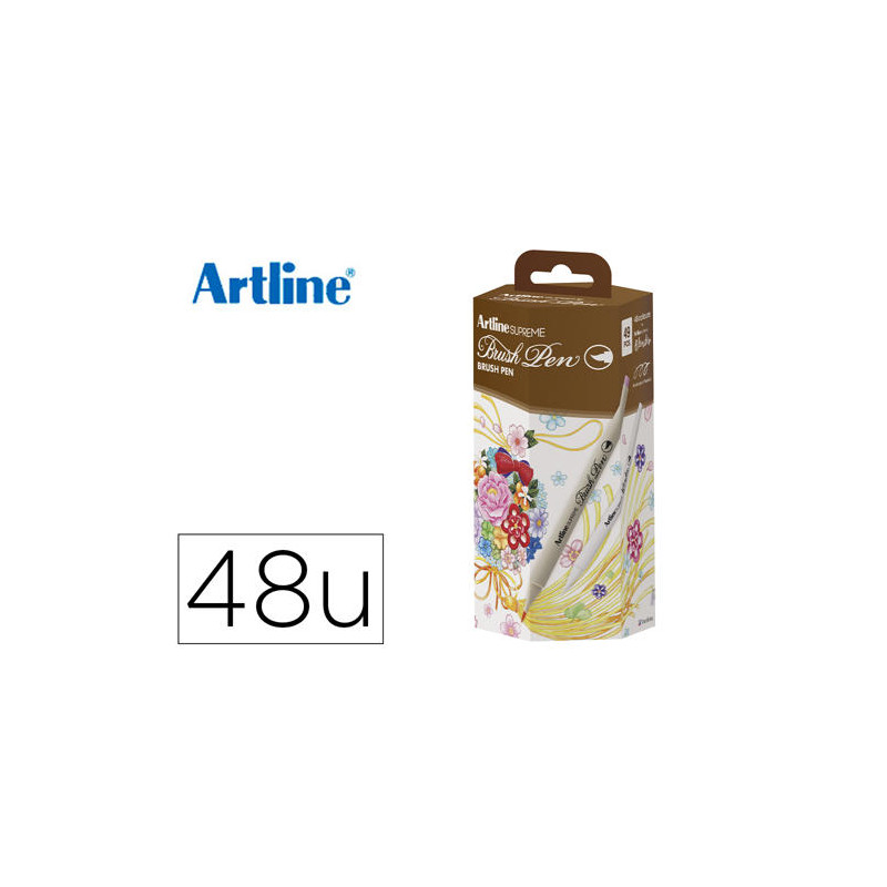 ROTULADOR ARTLINE SUPREME BRUSH EPFS-F PINTURA BASE DE AGUA PUNTA TIPO PINCEL FINO CAJA DE 48 UNIDAD