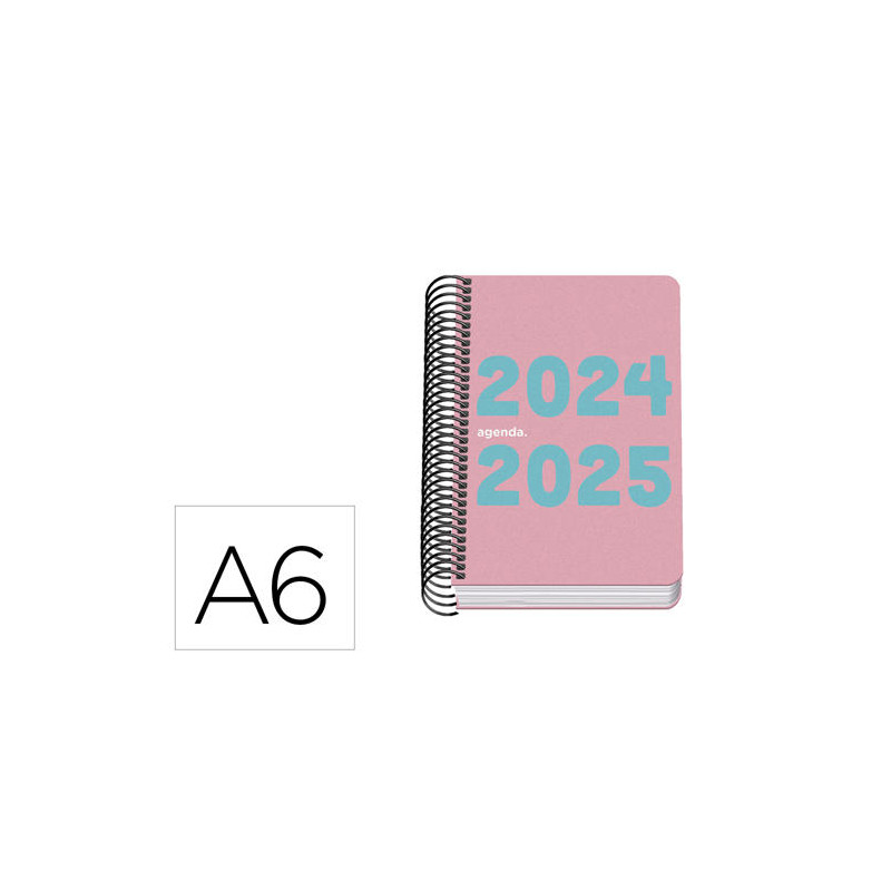 AGENDA ESCOLAR ESPIRAL DOHE DIN A6 DIA PAGINA 2024-2025 MEMORY BASIC ROSA