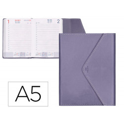 AGENDA ENCUADERNADA LIDERPAPEL PSARA A5 2025 DIA PAGINA COLOR VIOLETA PAPEL 70 GR