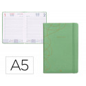 AGENDA ENCUADERNADA LIDERPAPEL EFIRA A5 2025 DIA PAGINA COLOR VERDE PAPEL 70 GR