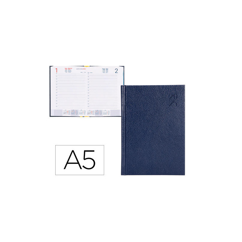 AGENDA ENCUADERNADA LIDERPAPEL CORFU A5 2025 DIA PAGINA AZUL PAPEL 60 GR