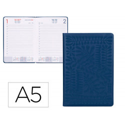 AGENDA ENCUADERNADA LIDERPAPEL ICARIA A5 2025 DIA PAGINA COLOR AZUL PAPEL 70 GR