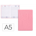 AGENDA ENCUADERNADA LIDERPAPEL ICARIA A5 2025 DIA PAGINA COLOR ROSA PAPEL 70 GR