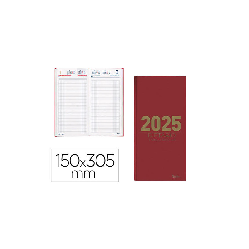 DIETARIO LIDERPAPEL 2025 DOS TERCIOS 15X30,5 CM COLOR ROJO PAPEL 70 GR