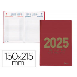 DIETARIO LIDERPAPEL 2025 CUARTO 15X21,5 CM COLOR ROJO PAPEL 70 GR