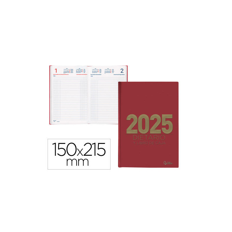 DIETARIO LIDERPAPEL 2025 CUARTO 15X21,5 CM COLOR ROJO PAPEL 70 GR