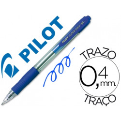 BOLIGRAFO PILOT SUPER GRIP AZUL RETRACTIL SUJECION DE CAUCHO TINTA BASE DE ACEITE